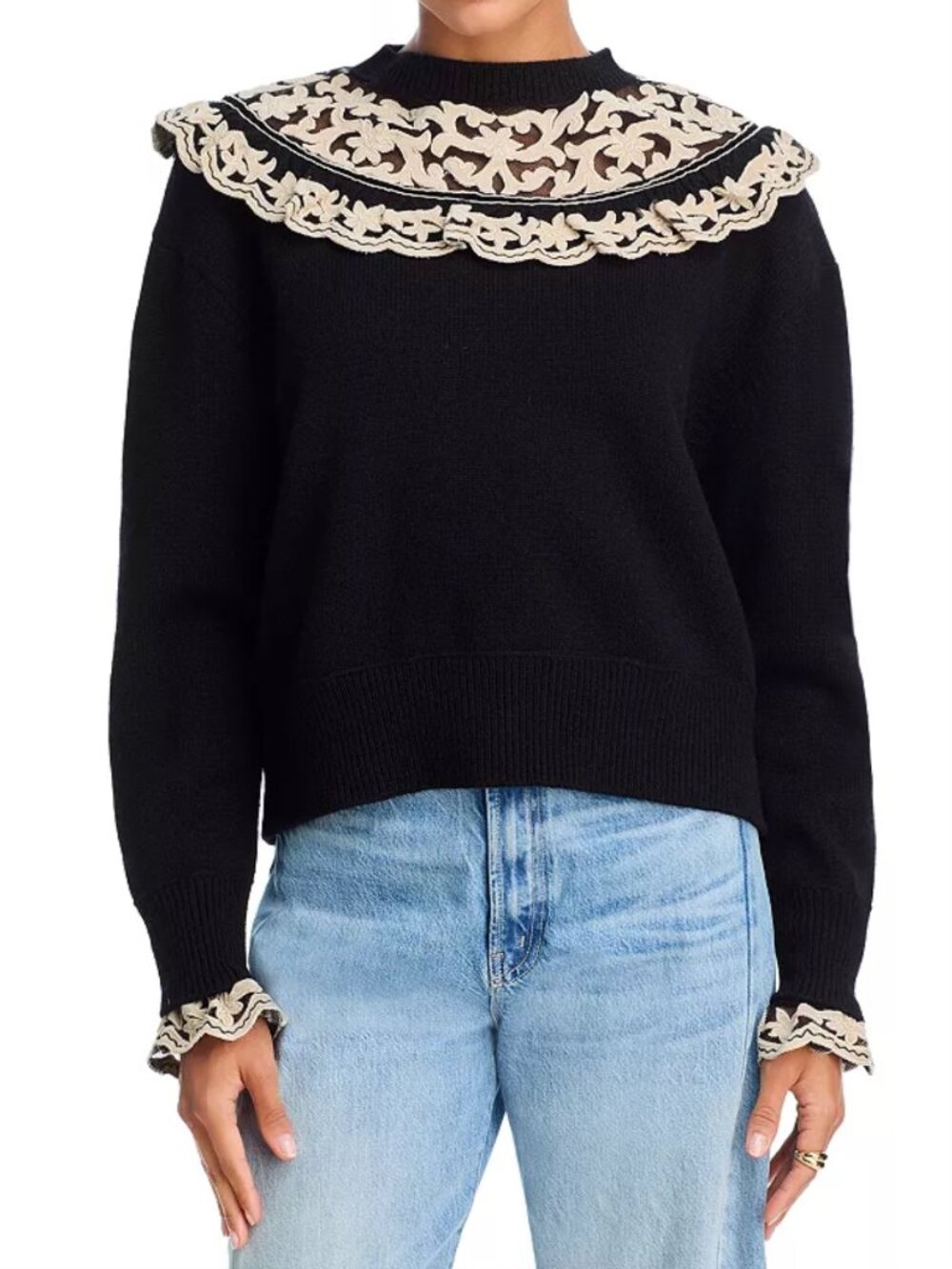 Sea New York Bea Sailor Collar Sweater in Black, Size XL, New with Tags